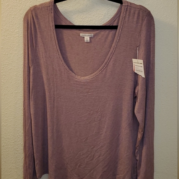 Melrose and Market Purple Striped long sleeve scoop neck top sz XXL - Picture 5 of 5